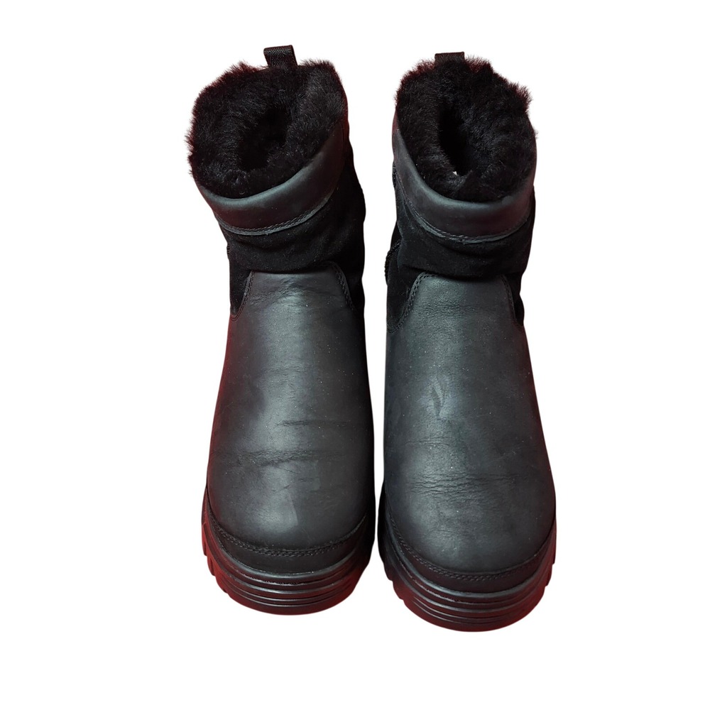 UGG Heritage Pull-On TrailGazer Mens 9 Black Leather Suede Sheepskin SN# 1158213